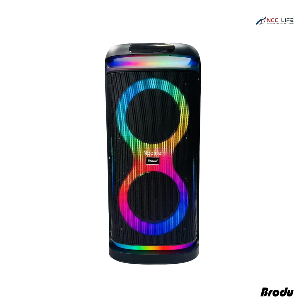 Brodu BTS-2099 Bluetooth Karaoke Speaker – Dual 8″ Party Speaker with RGB Lights & Dual Mics