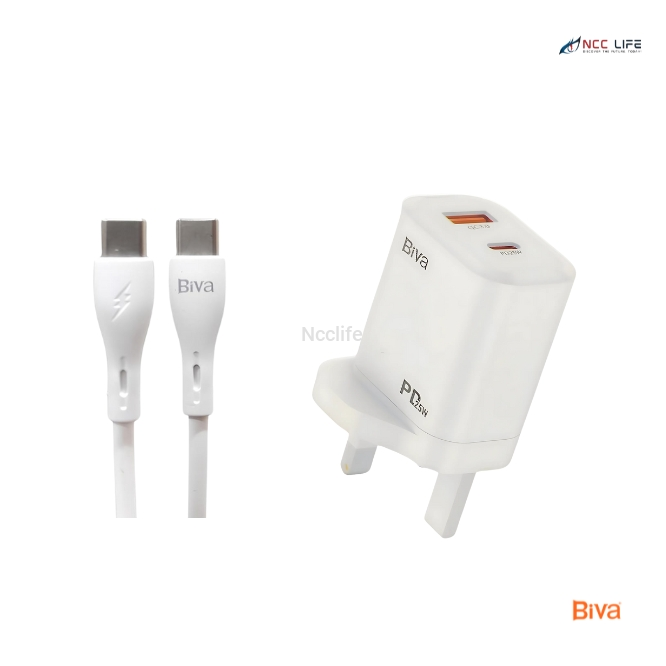 BIVA PD+QC3.0 Fast Charger 25W for Type-C to Type-C – Model HC-49