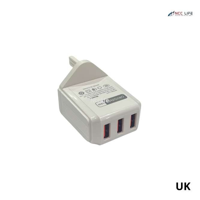 3 USB 18W Cable Charger for Micro, Type-C, and Lightning (Model LDO-BY110)