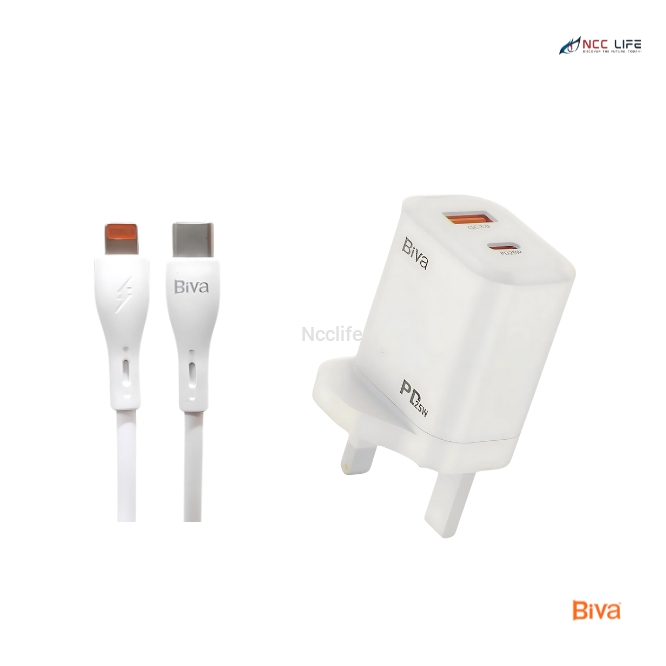 BIVA PD+QC3.0 Fast Charger 25W for Type-C to Lightning – Model HC-49