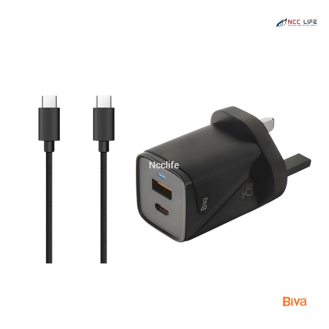 BIVA PD+QC3.0 Fast Charger 25W for Type-C to Type-C, Model HC-38