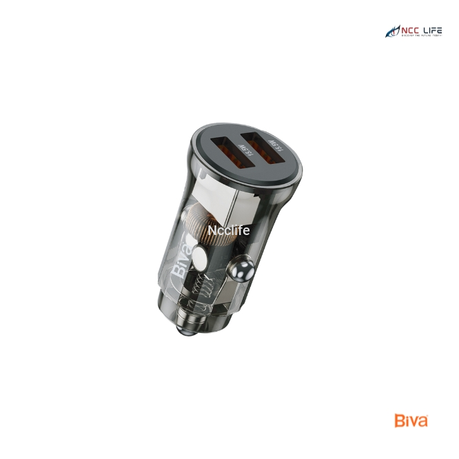 BIVA 2 USB Car Charger Adapter with LED Light, QC 3.0 Fast Charging